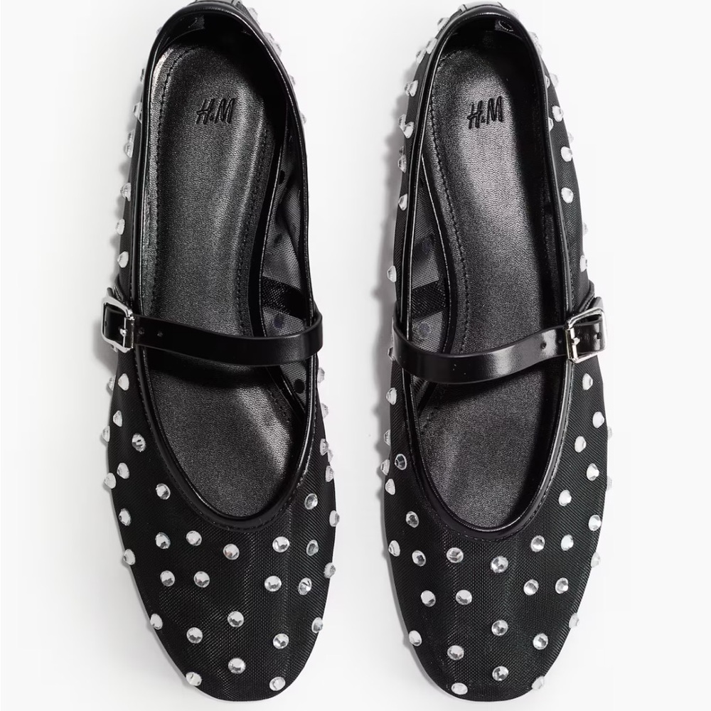 H&M mesh and rhinestone flats
